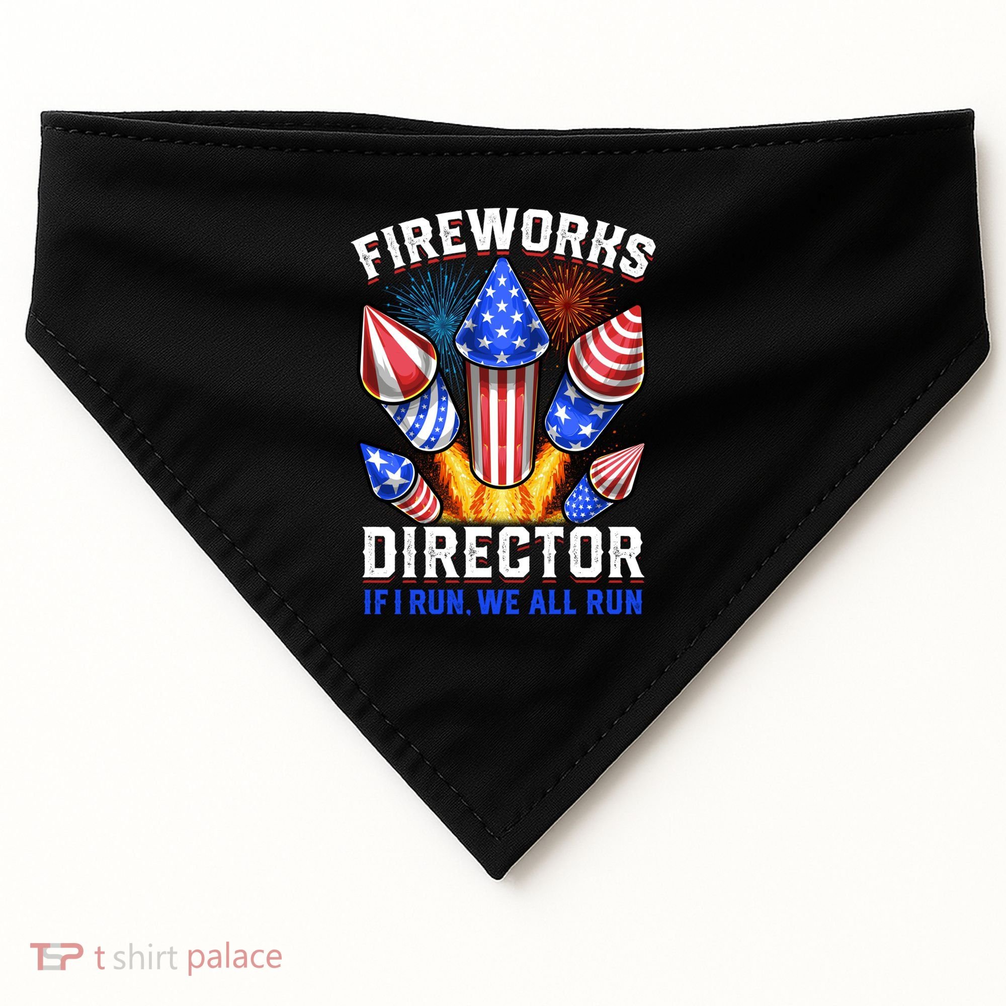 Fireworks Director Pyrotechnician 4th Of July Gift USA-Made Doggie Bandana