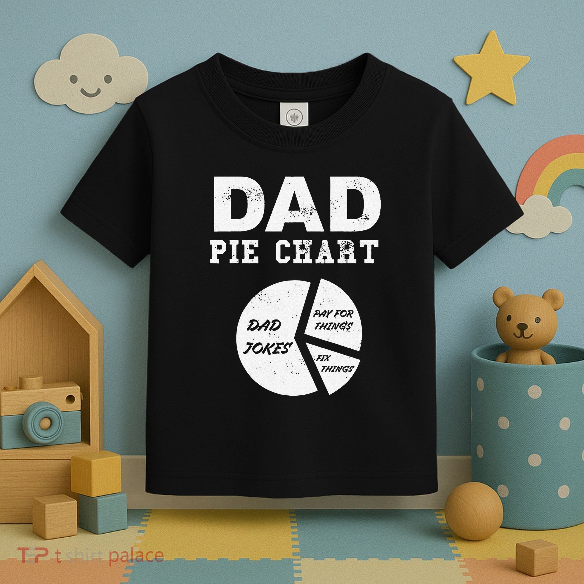 Funny Dad Pie Chart Dad Jokes Pay For Things Fix Things Toddler T-Shirt