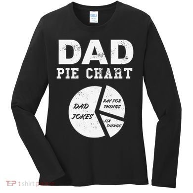 Funny Dad Pie Chart Dad Jokes Pay For Things Fix Things Women's Long Sleeve Shirt