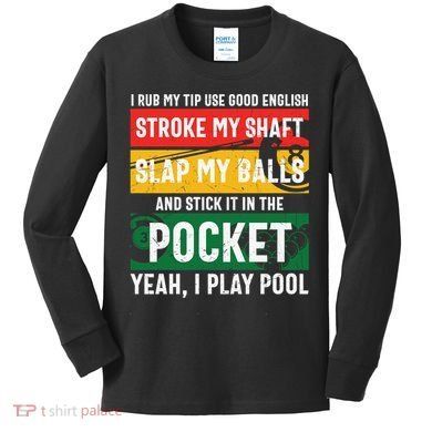 Father's Day Pocket I Yeah, I Play Pool Billiards Dad Gift For Dad Kids Long Sleeve Shirt