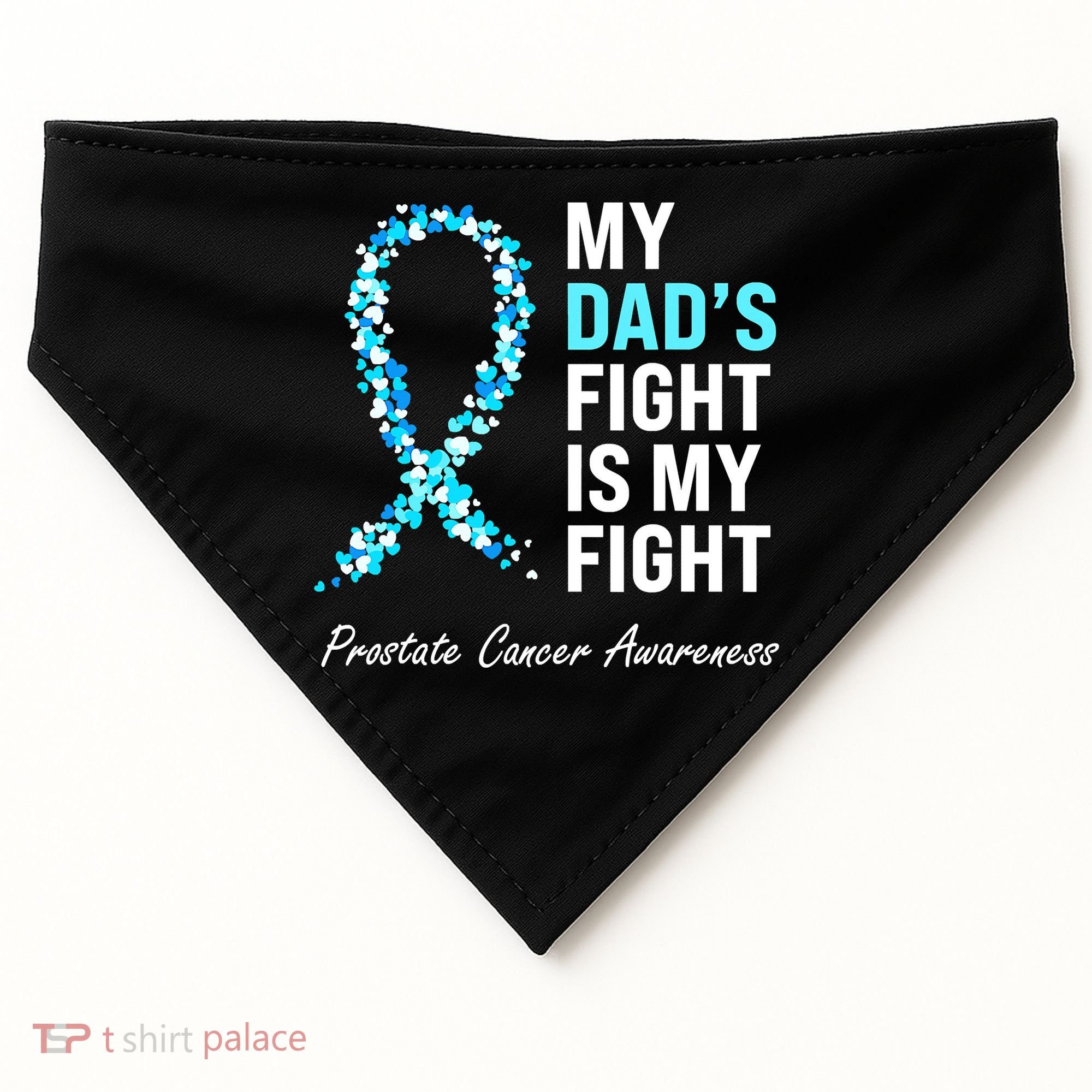 Family Dad Prostate Cancer Awareness Light Blue Ribbon USA-Made Doggie Bandana