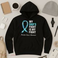 Family Dad Prostate Cancer Awareness Light Blue Ribbon Hoodie thumb 3