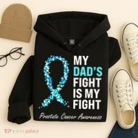 Family Dad Prostate Cancer Awareness Light Blue Ribbon Hoodie thumb 4