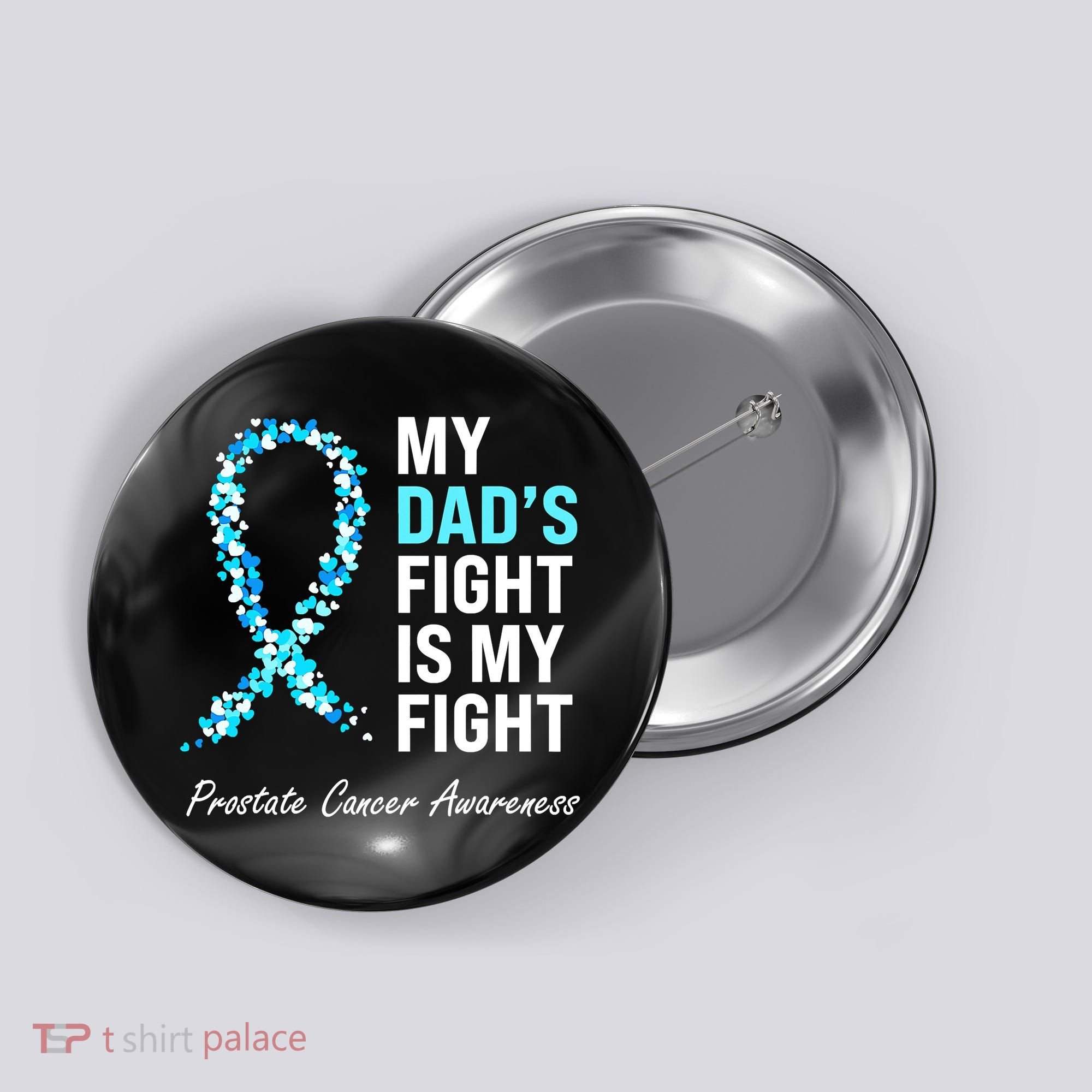 Family Dad Prostate Cancer Awareness Light Blue Ribbon Button
