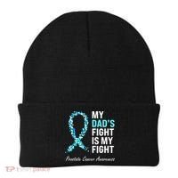 Family Dad Prostate Cancer Awareness Light Blue Ribbon Beanie thumb 0