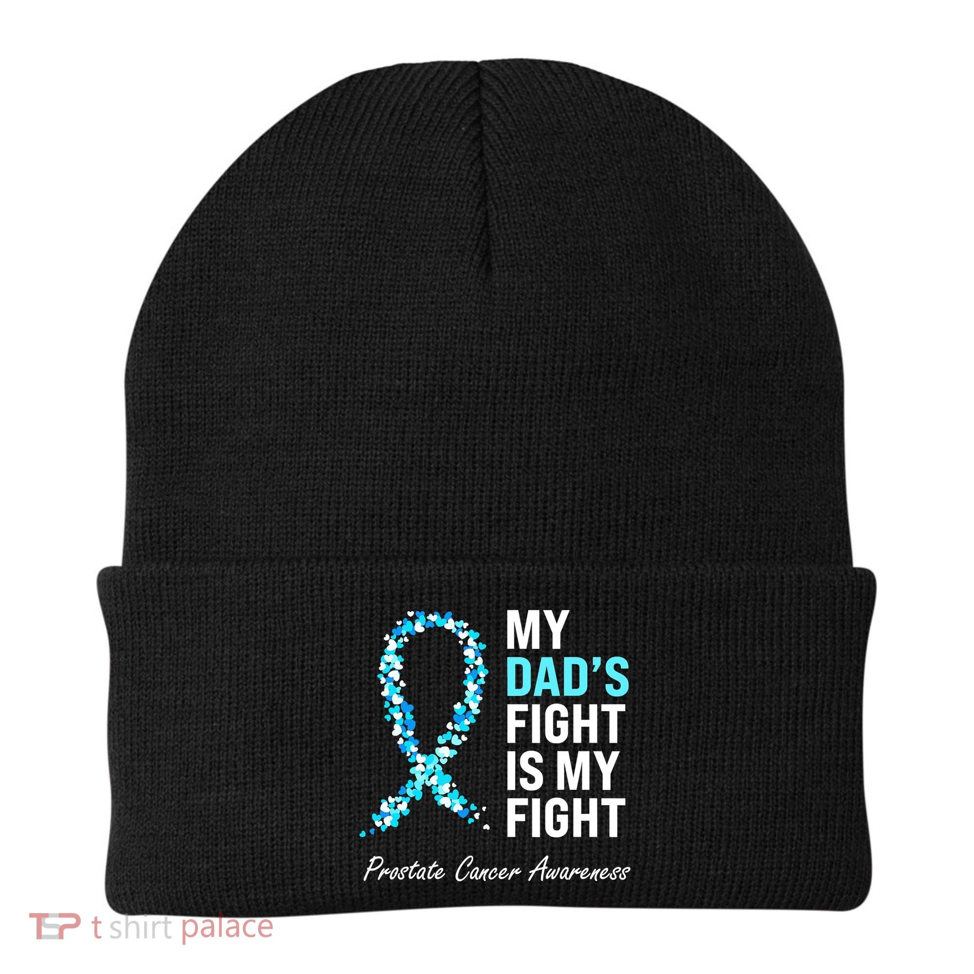Family Dad Prostate Cancer Awareness Light Blue Ribbon Beanie