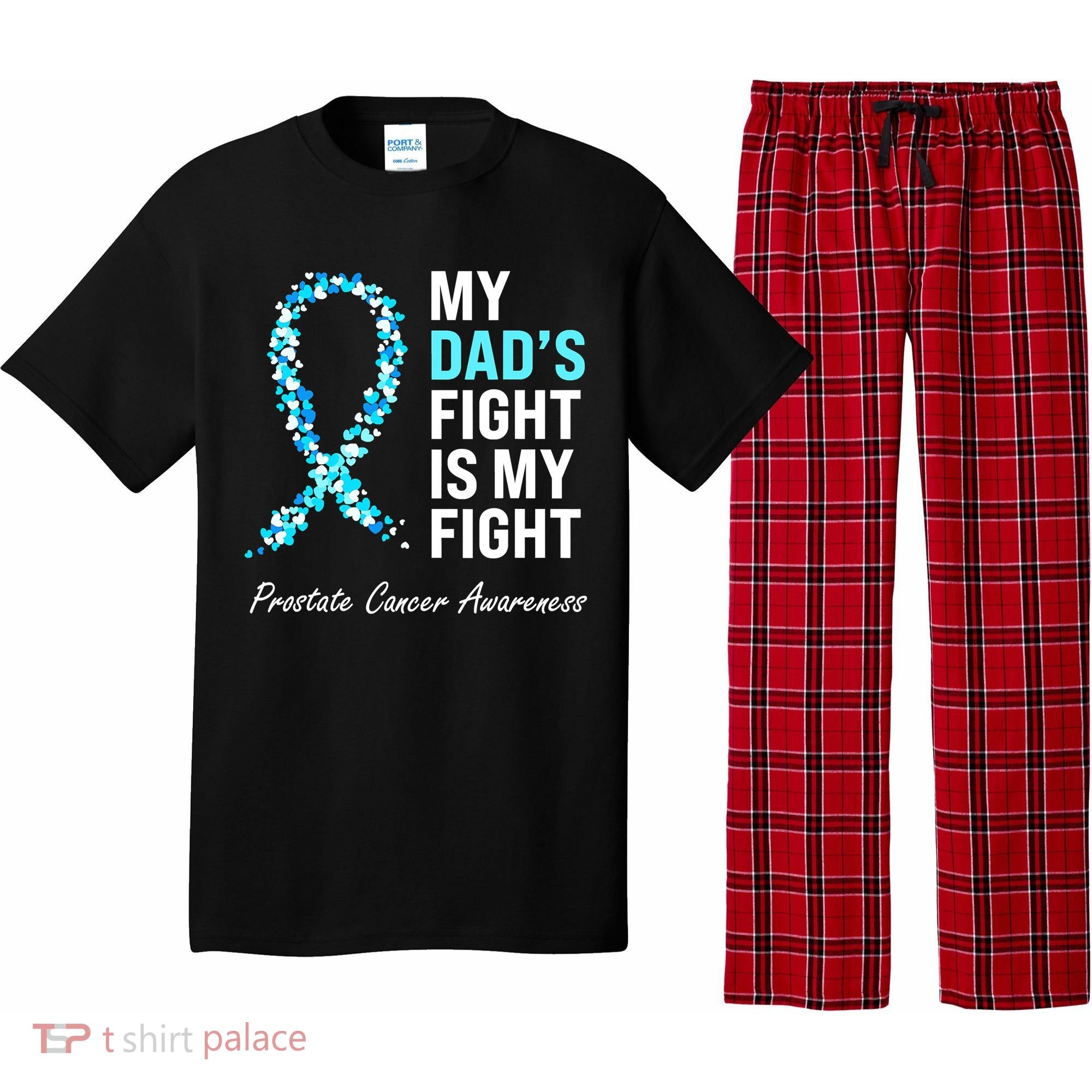 Family Dad Prostate Cancer Awareness Light Blue Ribbon Pajama Set
