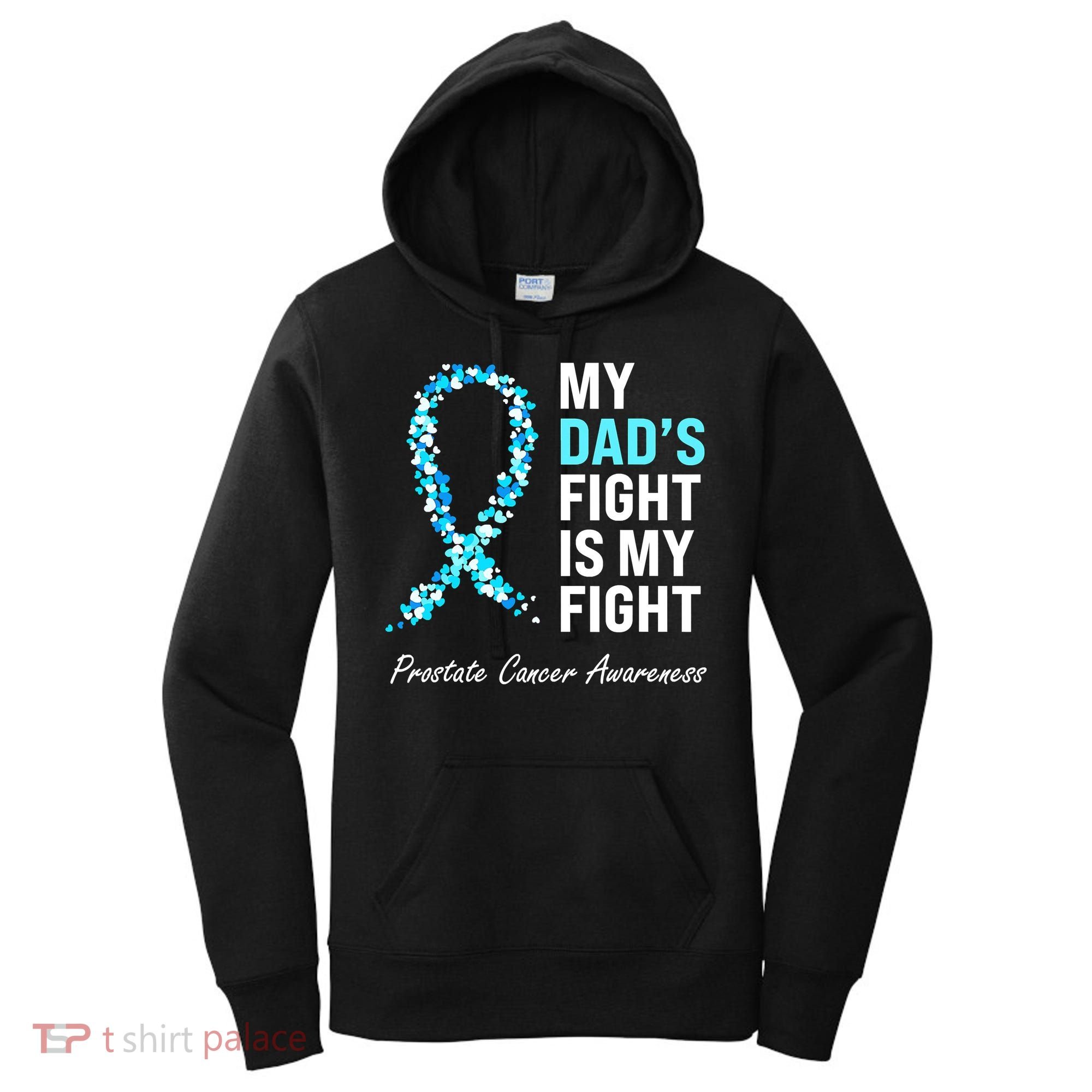 Family Dad Prostate Cancer Awareness Light Blue Ribbon Women's Hoodie