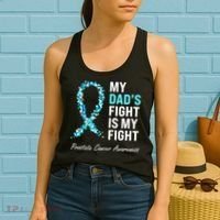 Family Dad Prostate Cancer Awareness Light Blue Ribbon Women's Tank Top thumb 2