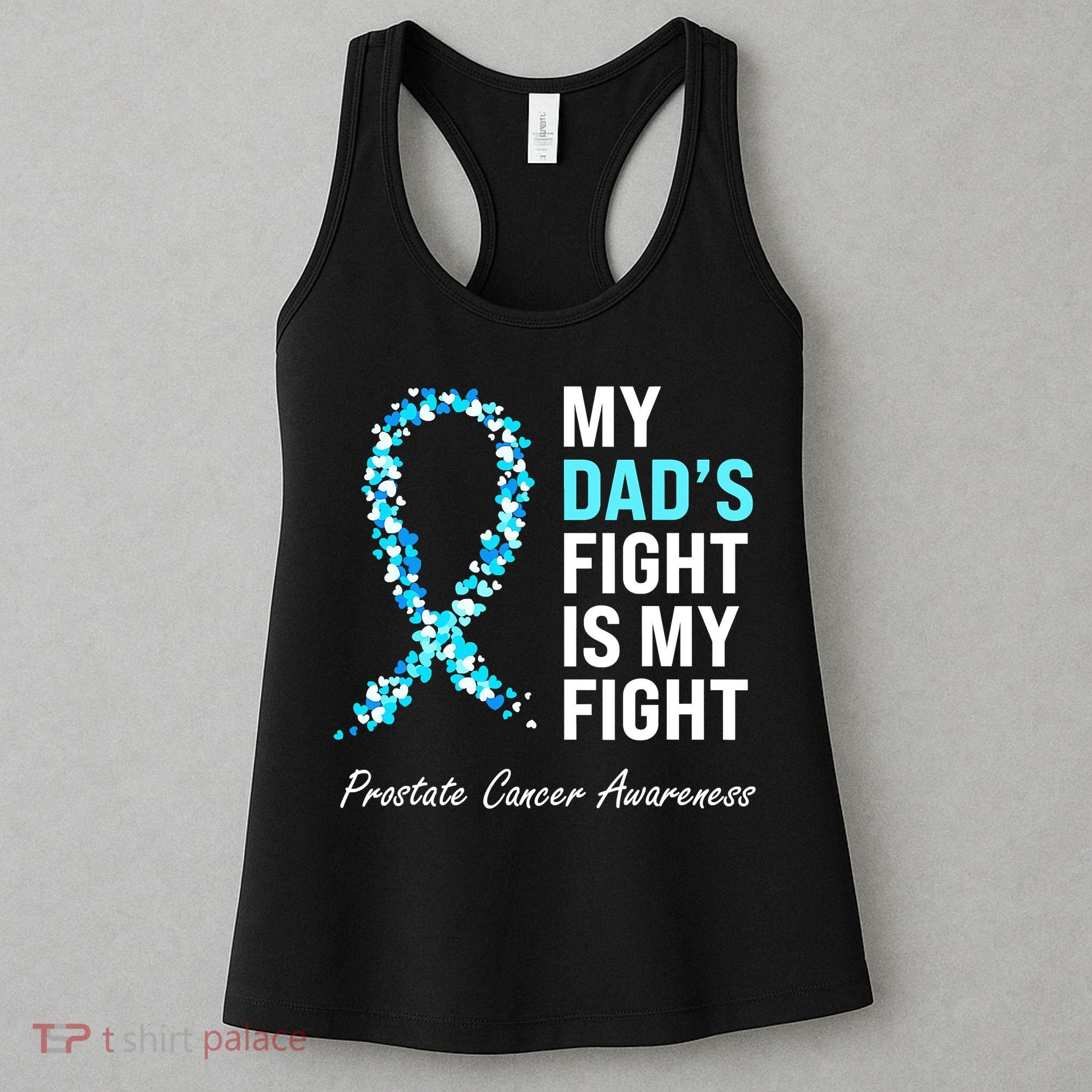 Family Dad Prostate Cancer Awareness Light Blue Ribbon Women's Tank Top