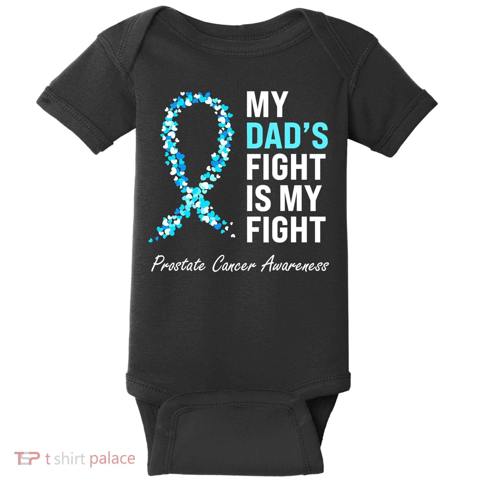 Family Dad Prostate Cancer Awareness Light Blue Ribbon Baby Bodysuit