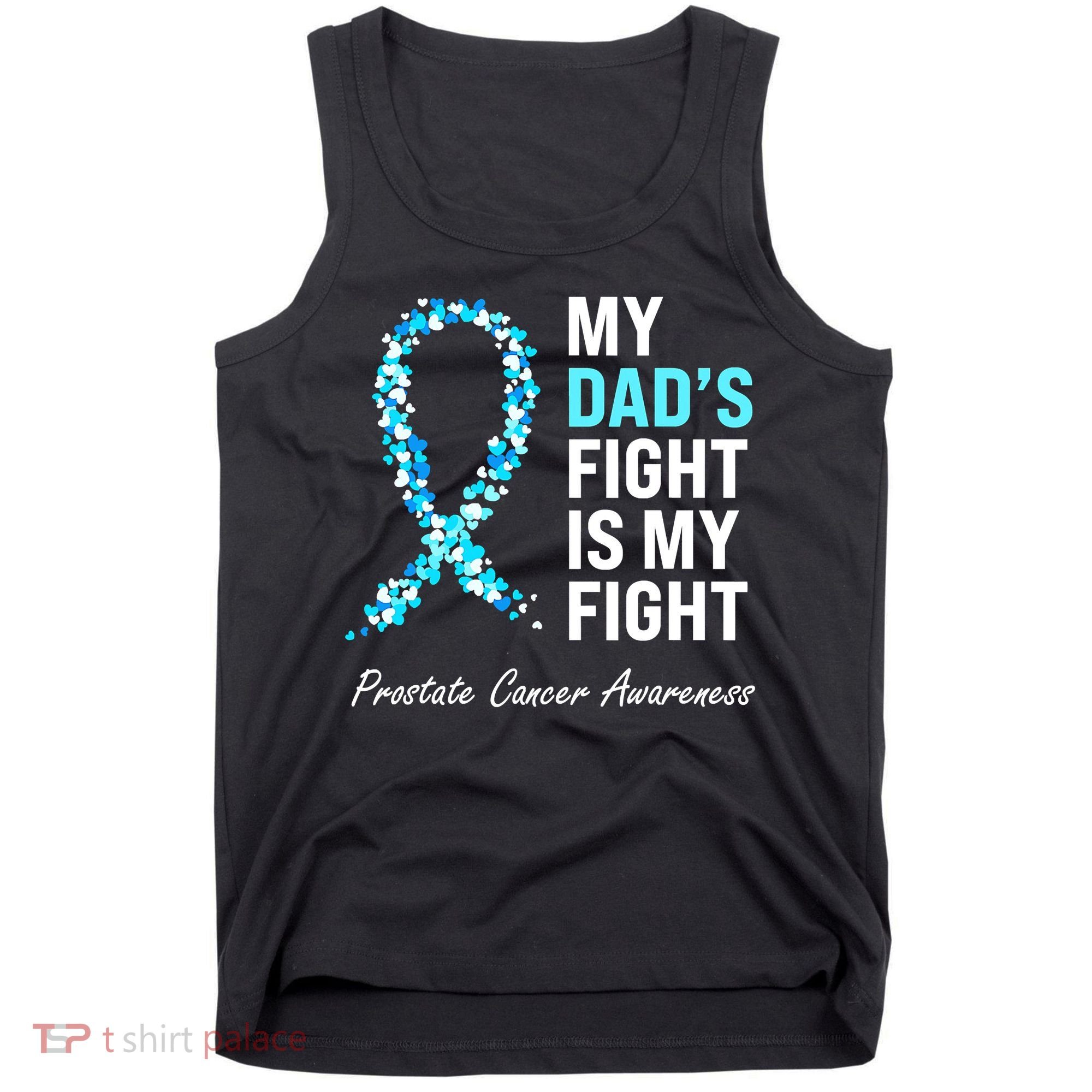 Family Dad Prostate Cancer Awareness Light Blue Ribbon Tank Top