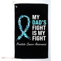 Family Dad Prostate Cancer Awareness Light Blue Ribbon Golf Towel thumb 0