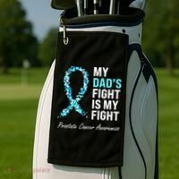 Family Dad Prostate Cancer Awareness Light Blue Ribbon Golf Towel thumb 2