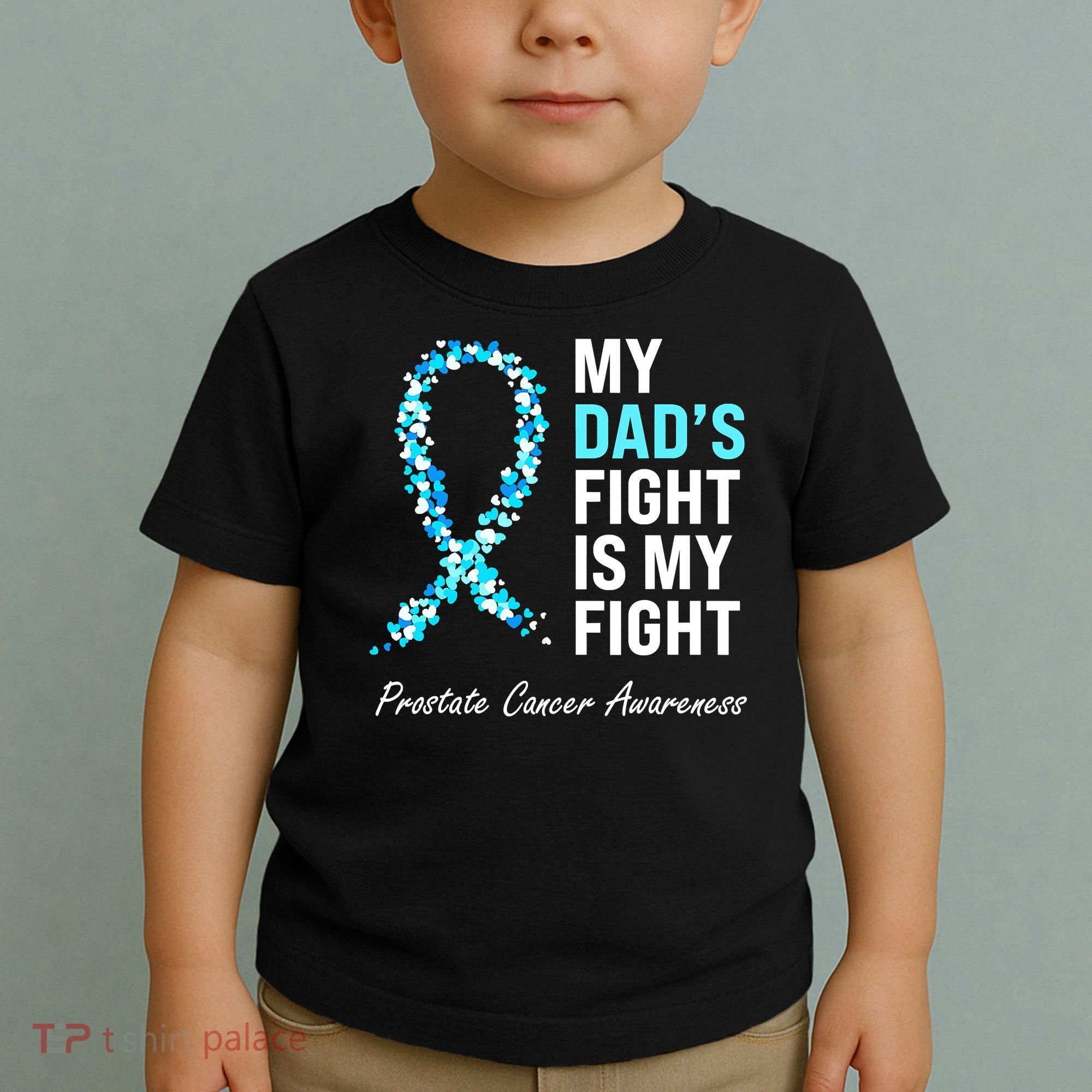 Family Dad Prostate Cancer Awareness Light Blue Ribbon Toddler T-Shirt