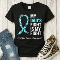 Family Dad Prostate Cancer Awareness Light Blue Ribbon Women's T-Shirt thumb 3