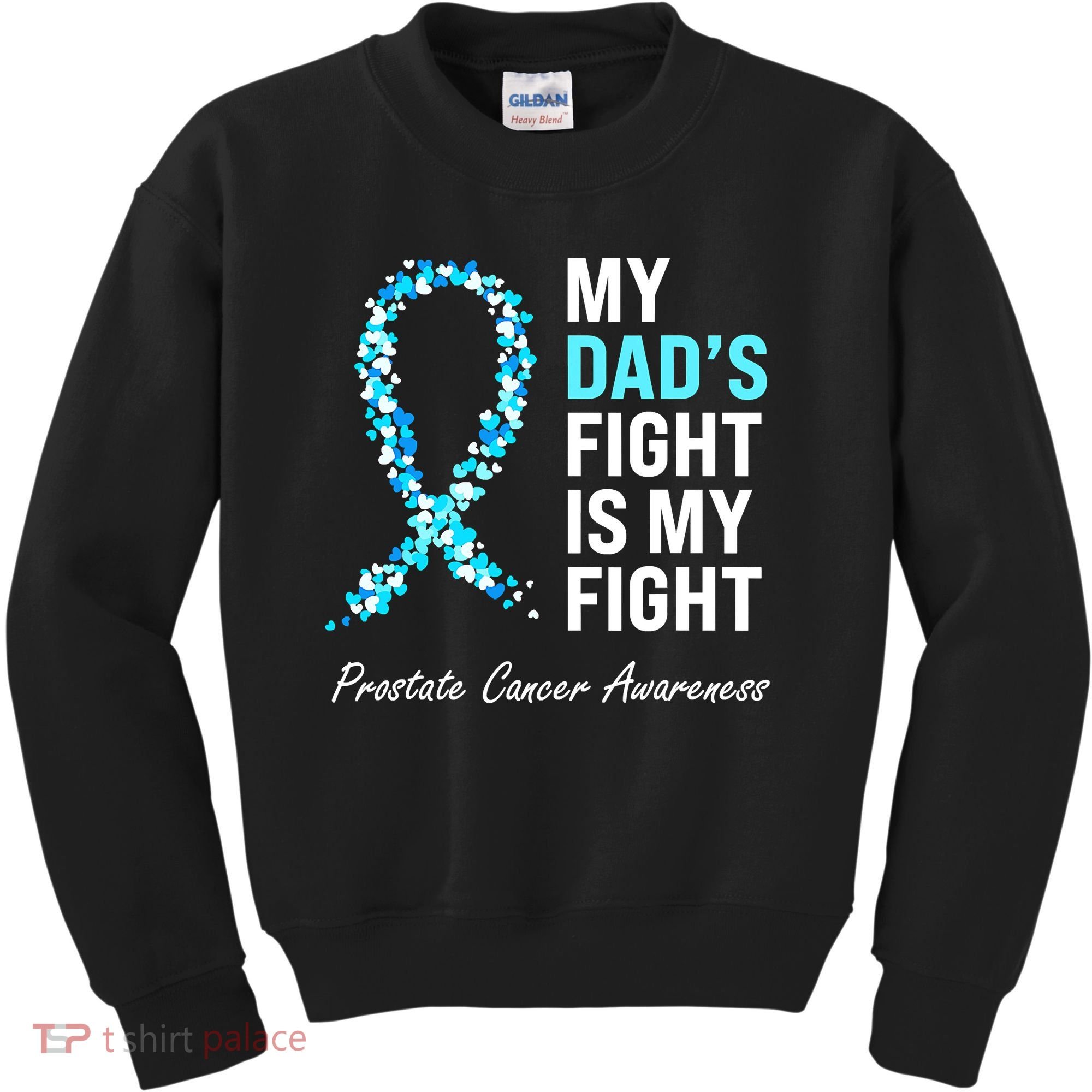 Family Dad Prostate Cancer Awareness Light Blue Ribbon Kids Sweatshirt