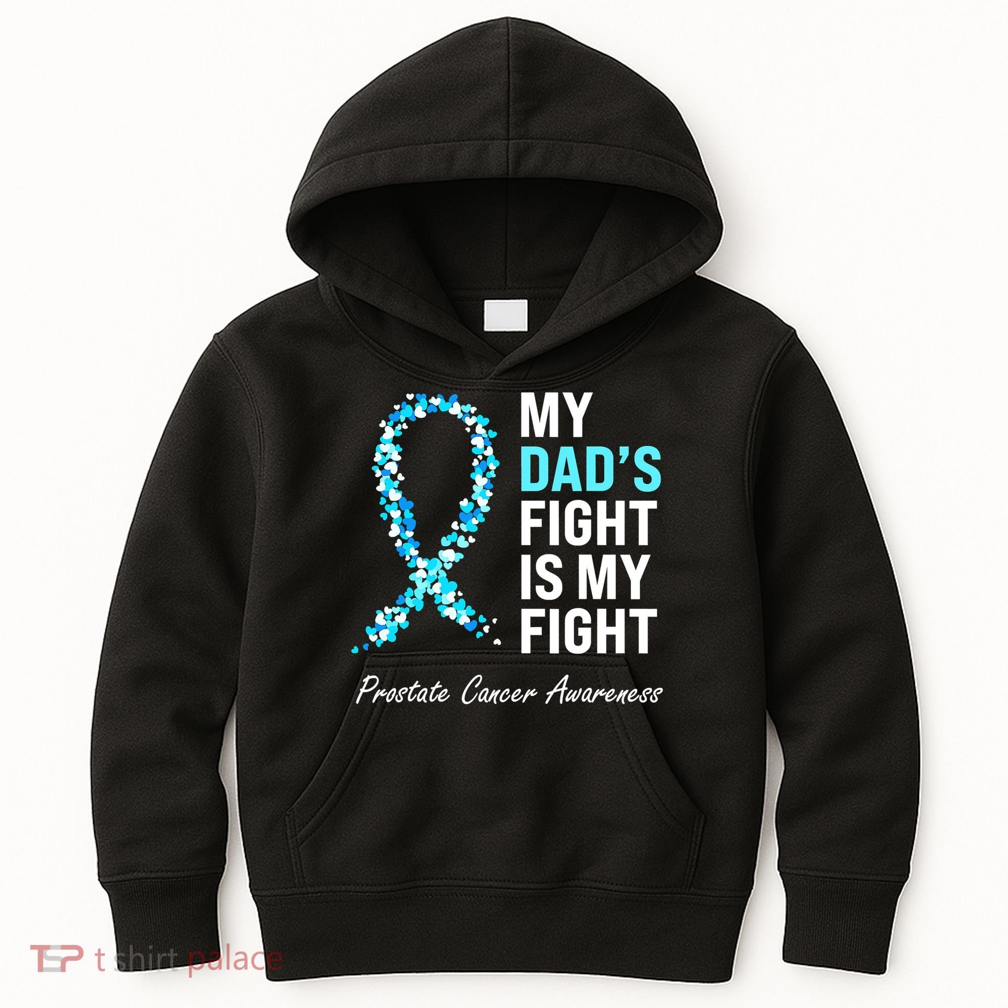 Family Dad Prostate Cancer Awareness Light Blue Ribbon Kids Hoodie