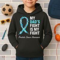 Family Dad Prostate Cancer Awareness Light Blue Ribbon Kids Hoodie thumb 2
