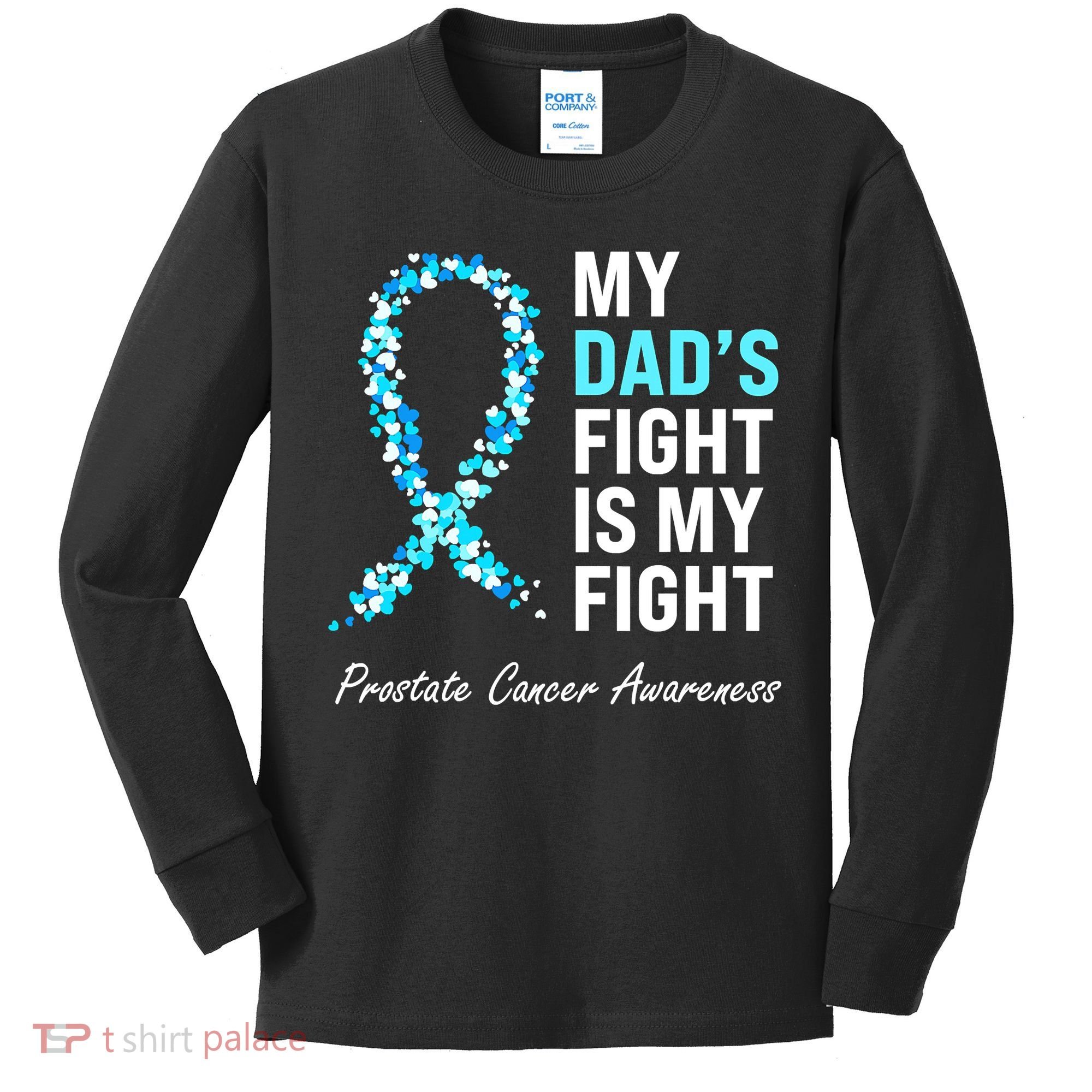 Family Dad Prostate Cancer Awareness Light Blue Ribbon Kids Long Sleeve Shirt