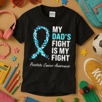 Family Dad Prostate Cancer Awareness Light Blue Ribbon Kids T-Shirt thumb 3