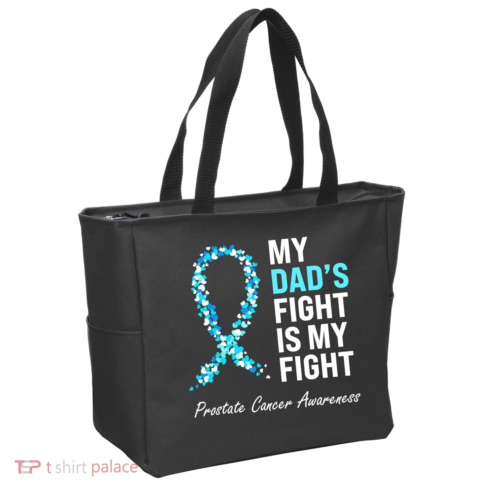 Family Dad Prostate Cancer Awareness Light Blue Ribbon Tote Bag