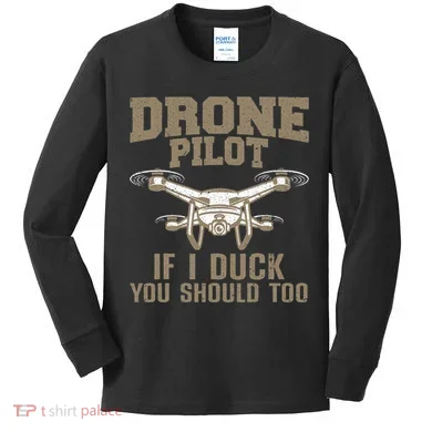 Funny Drone Pilot Design Drone Operator Kids Long Sleeve Shirt