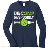 Funny Dink Responsibly Don't Get Smashed Pickleball Women's Long Sleeve Shirt thumb 0