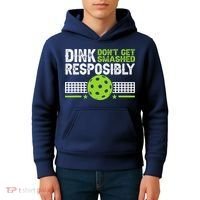 Funny Dink Responsibly Don't Get Smashed Pickleball Kids Hoodie thumb 4