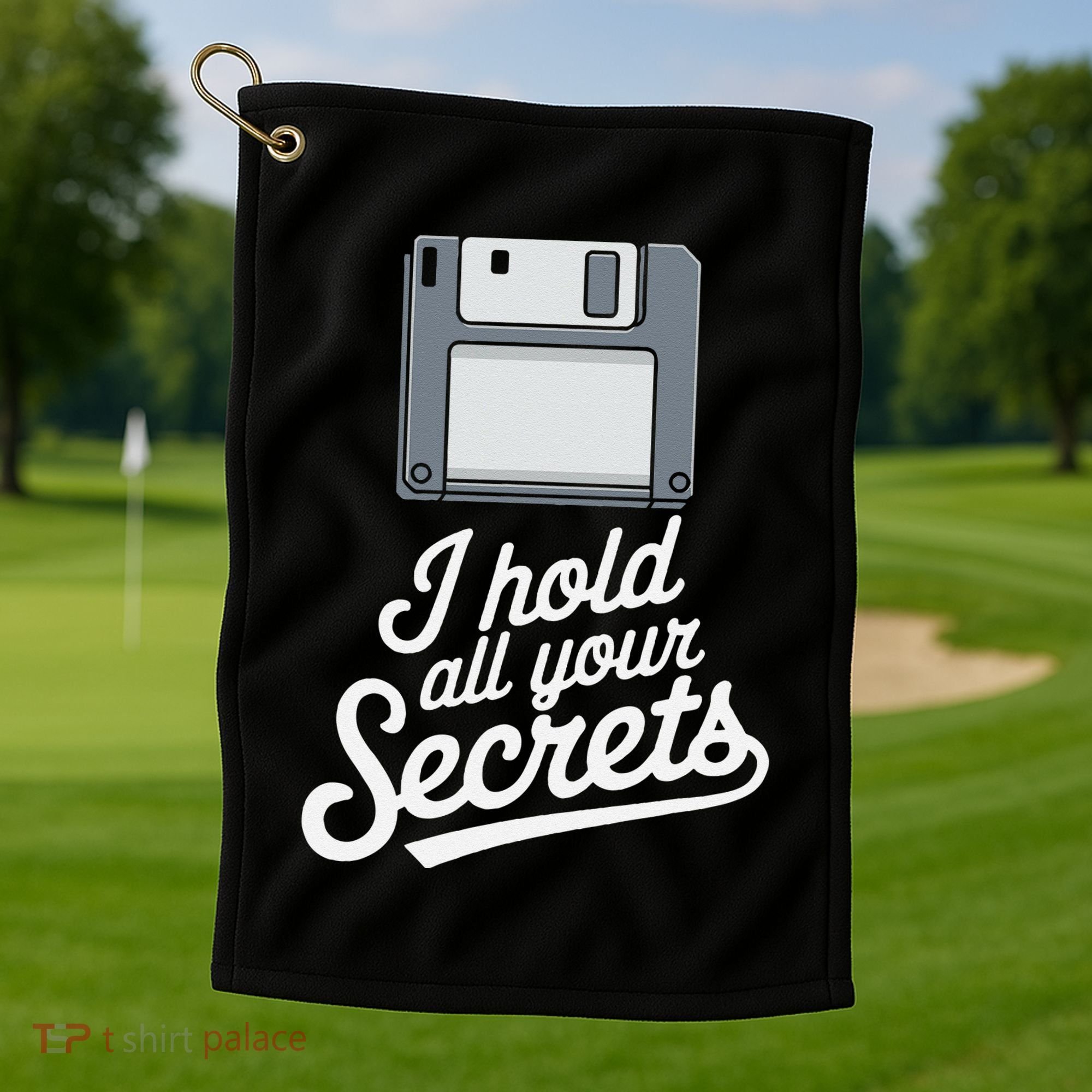 Floppy Disk Retro Tech Nostalgia Old School Computing Humor Golf Towel