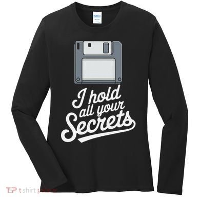 Floppy Disk Retro Tech Nostalgia Old School Computing Humor Women's Long Sleeve Shirt