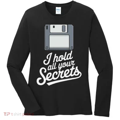 Floppy Disk Retro Tech Nostalgia Old School Computing Humor Women's Long Sleeve Shirt