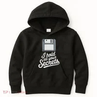 Floppy Disk Retro Tech Nostalgia Old School Computing Humor Kids Hoodie thumb 0