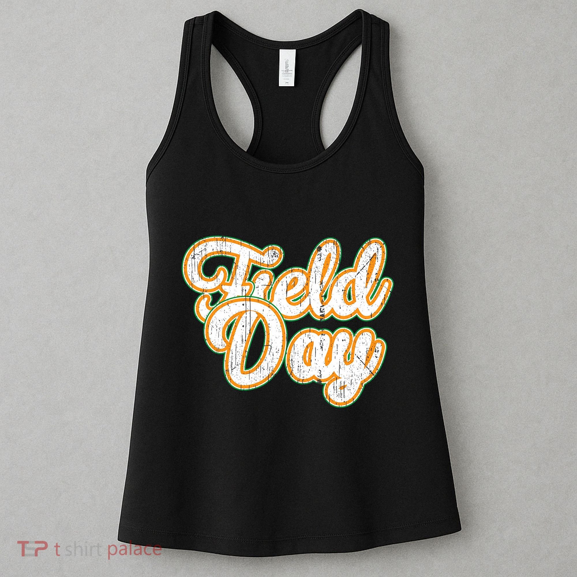Field Day Retro Orange Field Day Games Adults Teachers Women's Tank Top