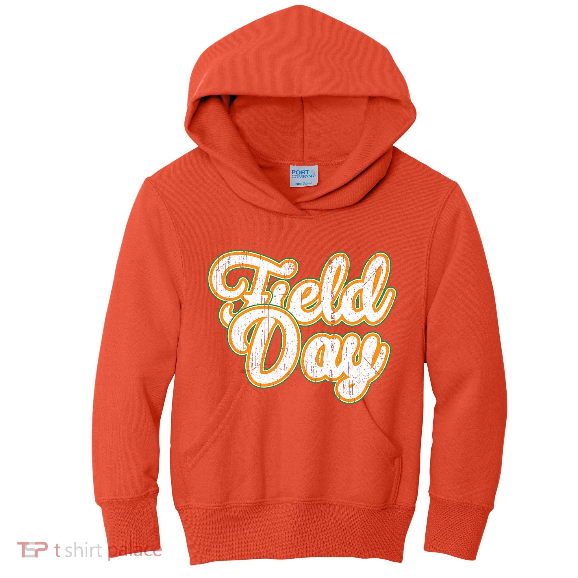 Field Day Retro Orange Field Day Games Adults Teachers Kids Hoodie