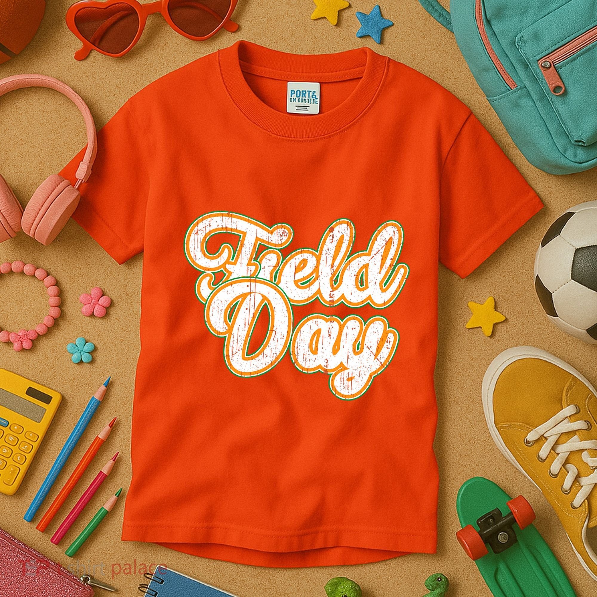 Field Day Retro Orange Field Day Games Adults Teachers Kids T-Shirt