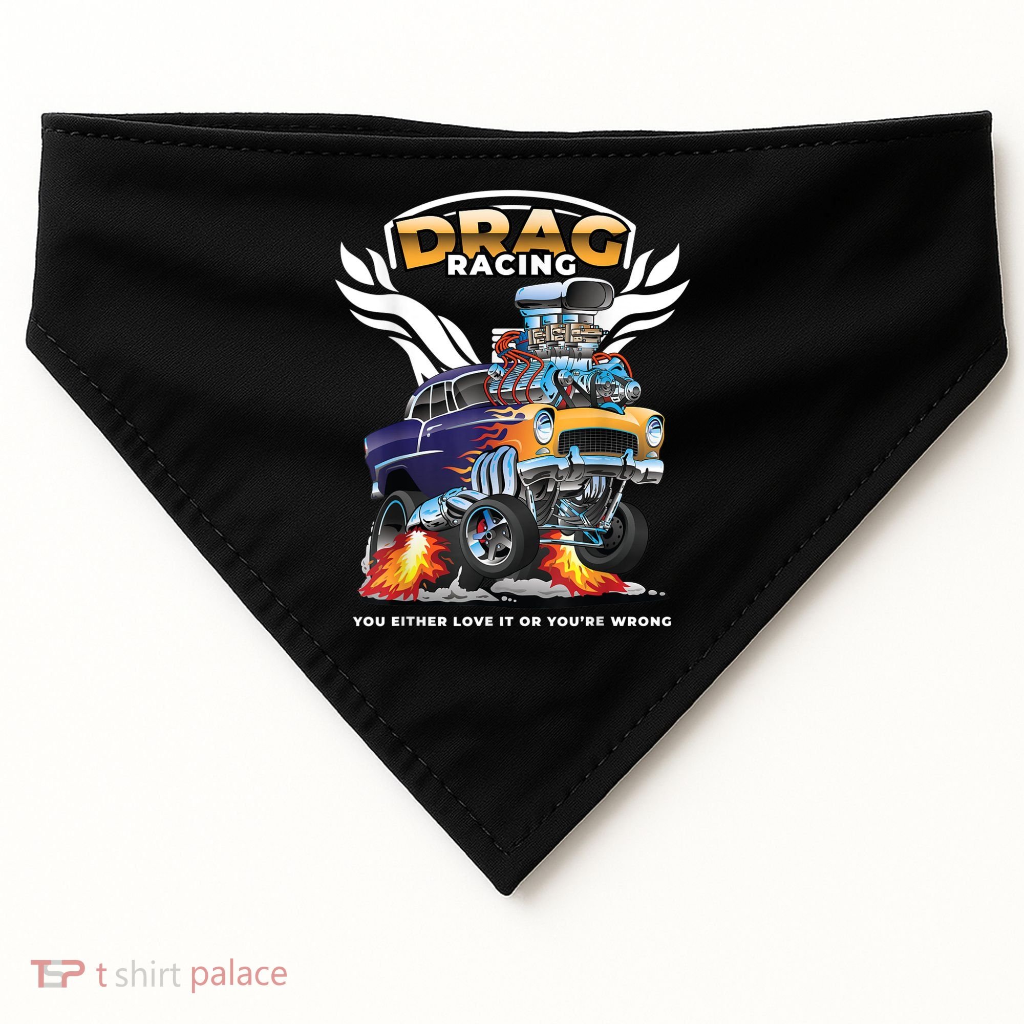 Funny Drag Racing USA-Made Doggie Bandana