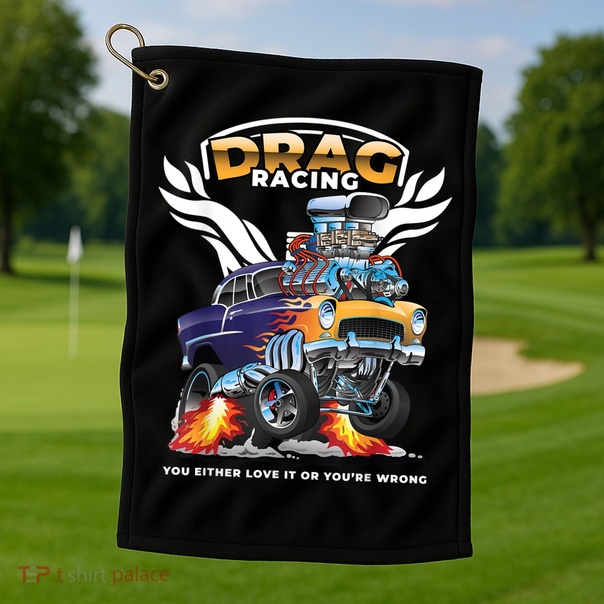 Funny Drag Racing Golf Towel