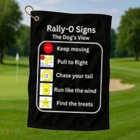 Funny Dog Rally Obedience Gift Golf Towel thumb 1