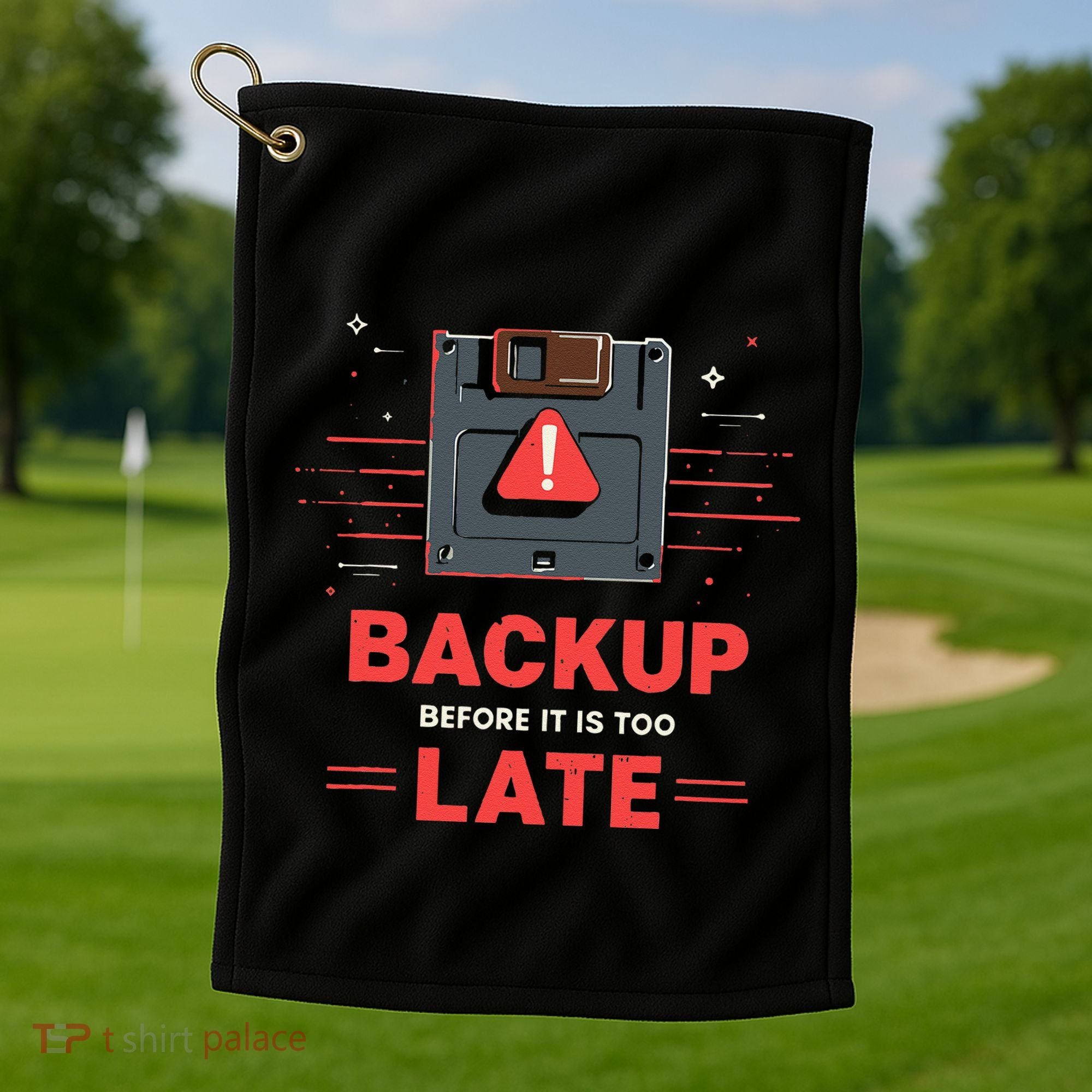 Floppy Disk Retro Tech Nostalgia Old School Computing Humor Golf Towel