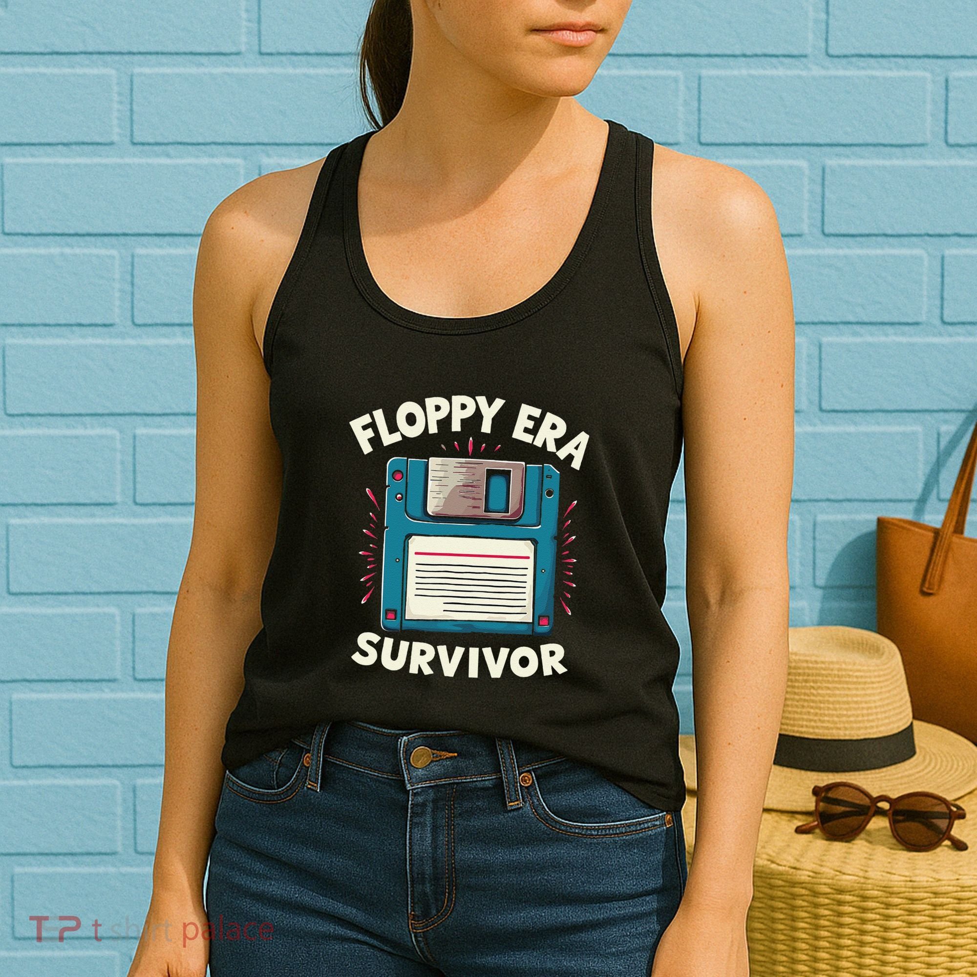 Floppy Disk Retro Tech Nostalgia Old School Computing Humor Women's Tank Top