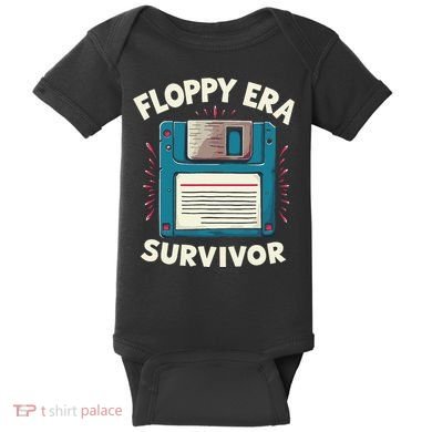Floppy Disk Retro Tech Nostalgia Old School Computing Humor Baby Bodysuit