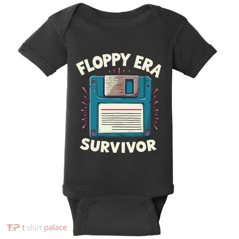 Floppy Disk Retro Tech Nostalgia Old School Computing Humor Baby Bodysuit in the selected color