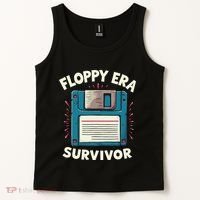 Floppy Disk Retro Tech Nostalgia Old School Computing Humor Tank Top thumb 2
