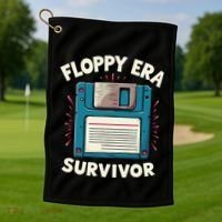 Floppy Disk Retro Tech Nostalgia Old School Computing Humor Golf Towel thumb 1