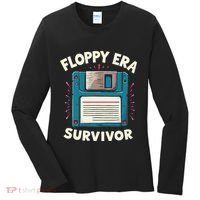 Floppy Disk Retro Tech Nostalgia Old School Computing Humor Women's Long Sleeve Shirt thumb 0