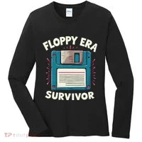 Floppy Disk Retro Tech Nostalgia Old School Computing Humor Women's Long Sleeve Shirt thumb 0