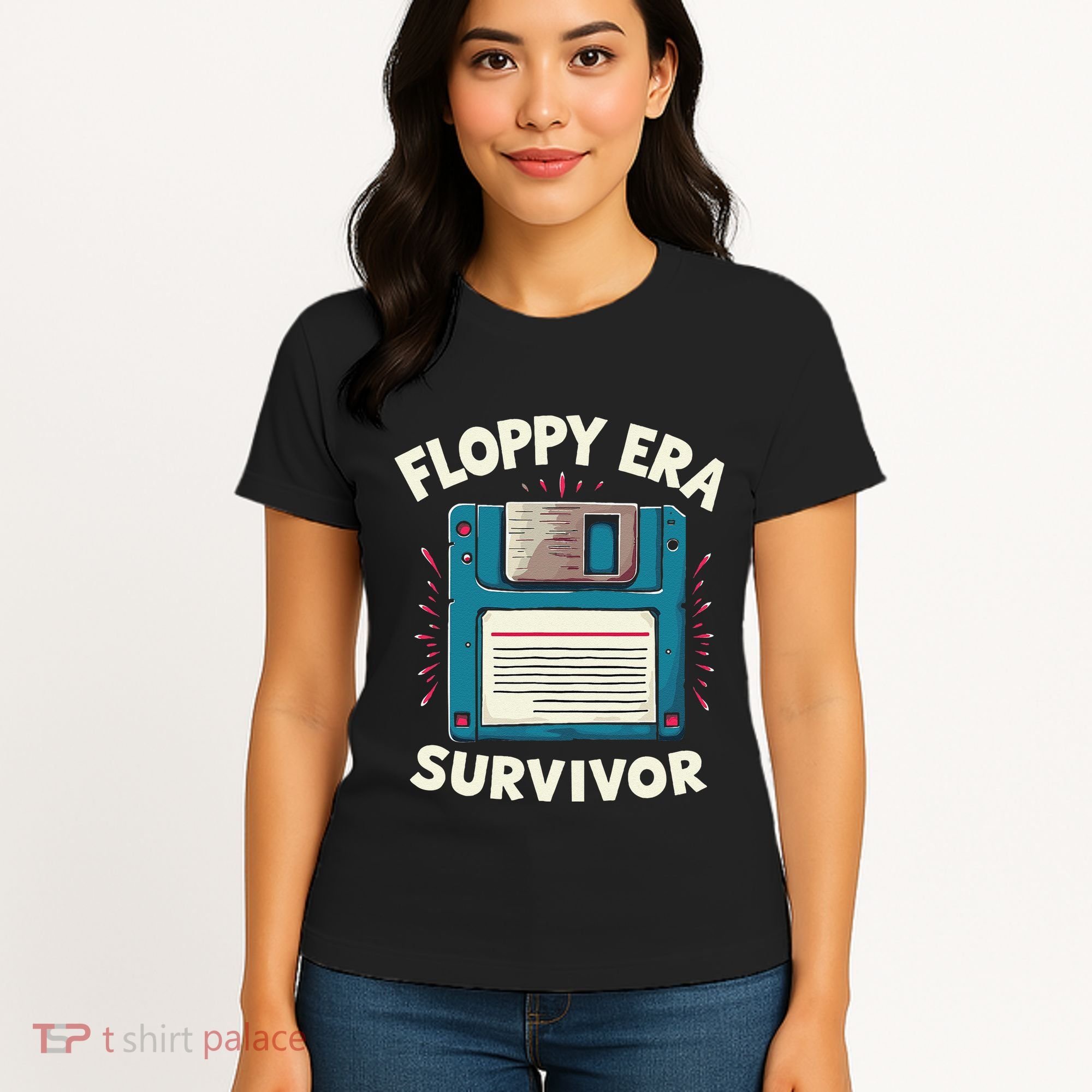 Floppy Disk Retro Tech Nostalgia Old School Computing Humor Women's T-Shirt