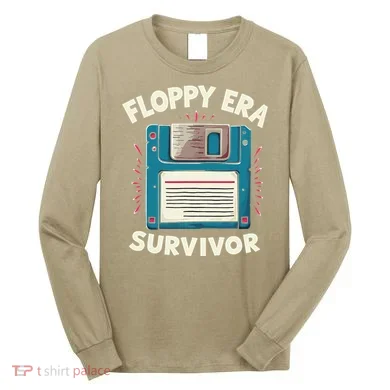 Floppy Disk Retro Tech Nostalgia Old School Computing Humor Long Sleeve Shirt