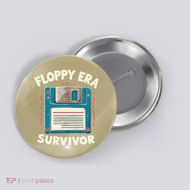 Floppy Disk Retro Tech Nostalgia Old School Computing Humor Button